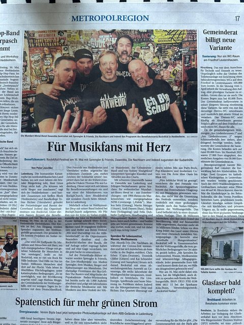 Zeitungsartikel: Für Musikfans mit Herz