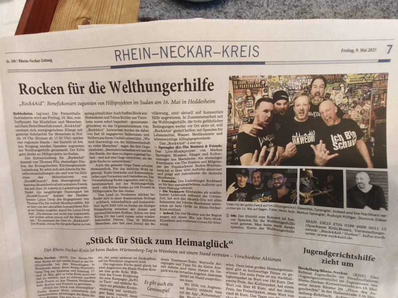 Zeitungsartikel: Rocken für die Welthungerhilfe